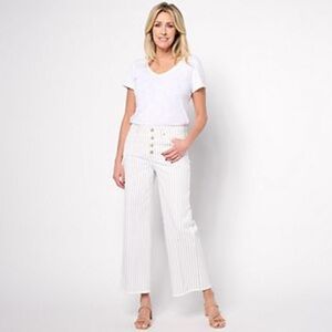 NYDJ High Rise Teresa‎ Wide Leg w/ Button Fly - Beach Stripe size 8 nwt